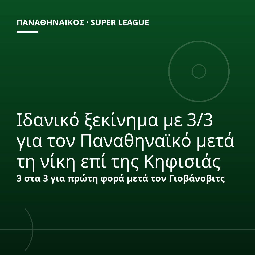 Ιδανικό ξεκίνημα με 3/3 για τον Παναθηναϊκό μετά τη νίκη επί της Κηφισιάς
