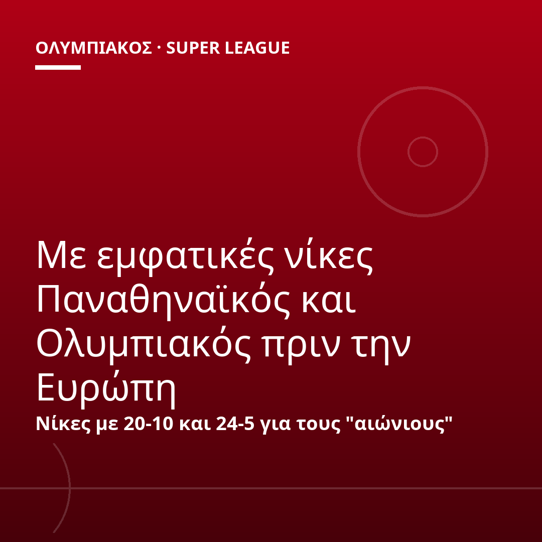 Με εμφατικές νίκες Παναθηναϊκός και Ολυμπιακός πριν την Ευρώπη