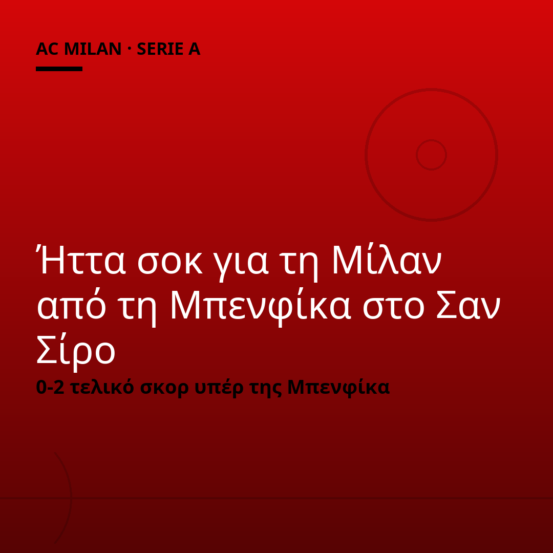 Ήττα σοκ για τη Μίλαν από τη Μπενφίκα στο Σαν Σίρο