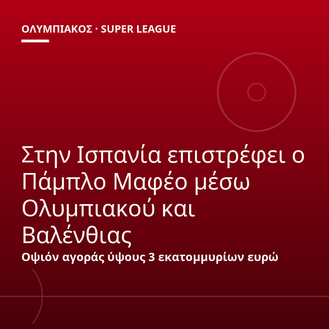 Στην Ισπανία επιστρέφει ο Πάμπλο Μαφέο μέσω Ολυμπιακού και Βαλένθιας