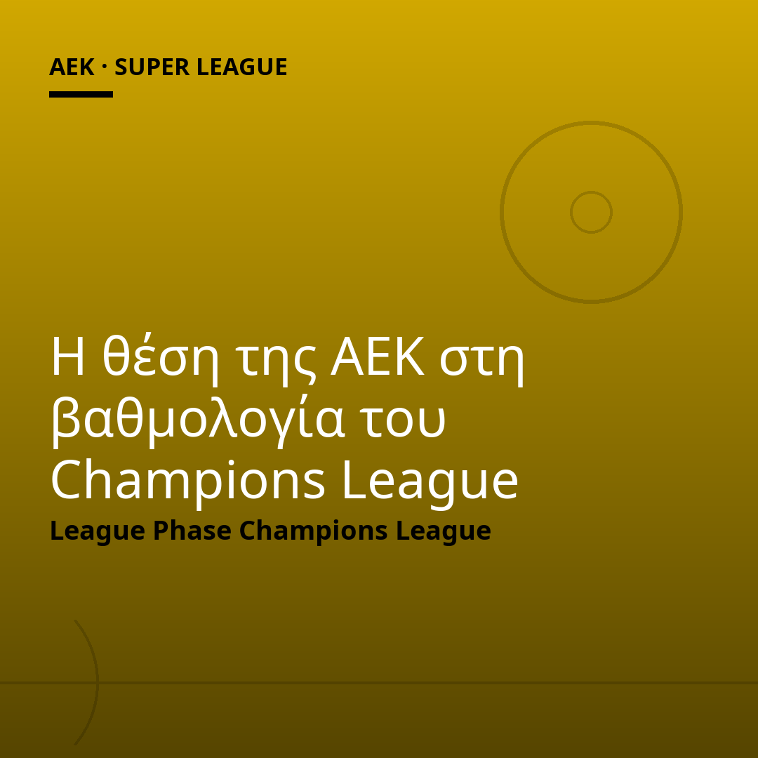 Η θέση της ΑΕΚ στη βαθμολογία του Champions League