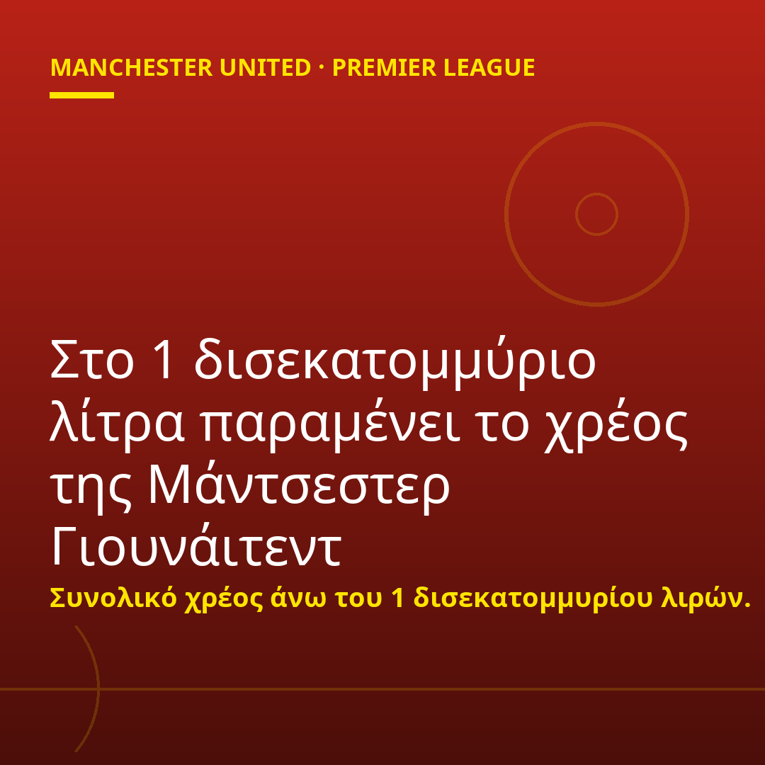 Στο 1 δισεκατομμύριο λίτρα παραμένει το χρέος της Μάντσεστερ Γιουνάιτεντ