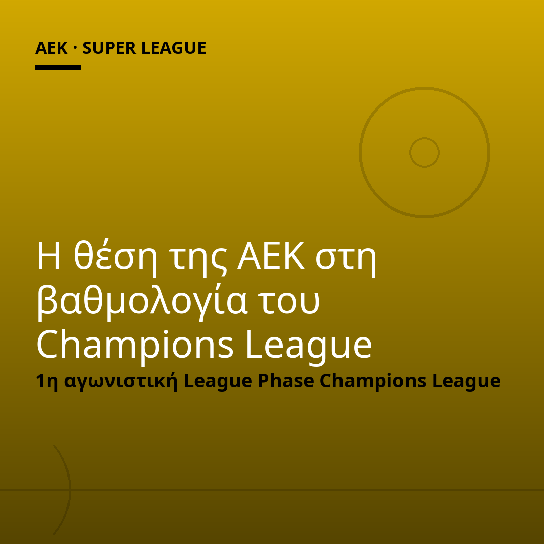 Η θέση της ΑΕΚ στη βαθμολογία του Champions League