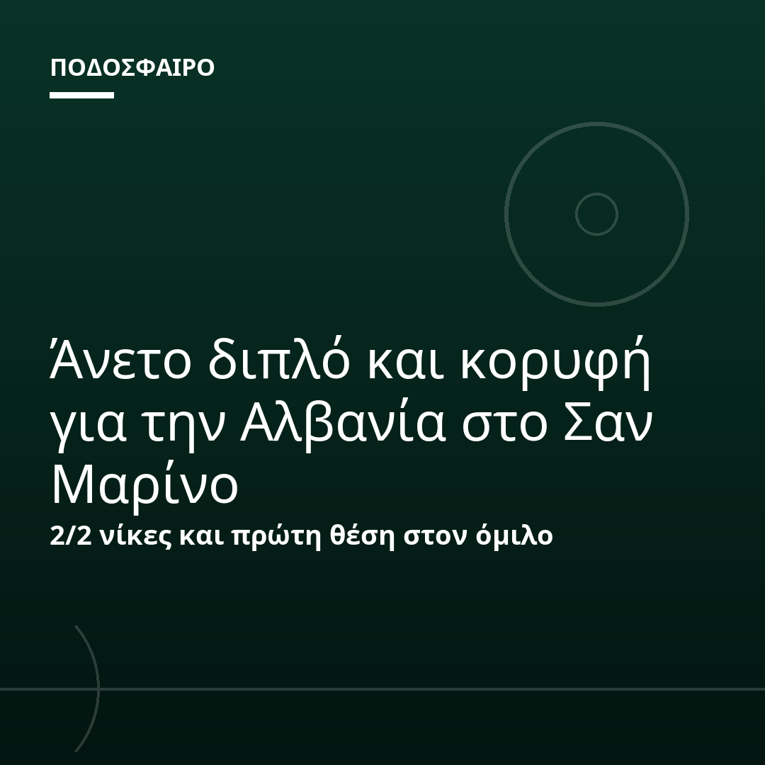 Άνετο διπλό και κορυφή για την Αλβανία στο Σαν Μαρίνο