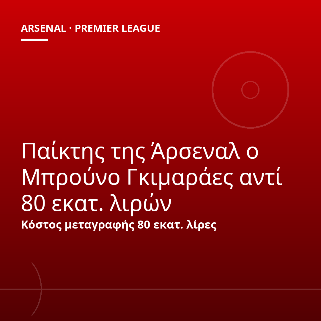 Παίκτης της Άρσεναλ ο Μπρούνο Γκιμαράες αντί 80 εκατ. λιρών