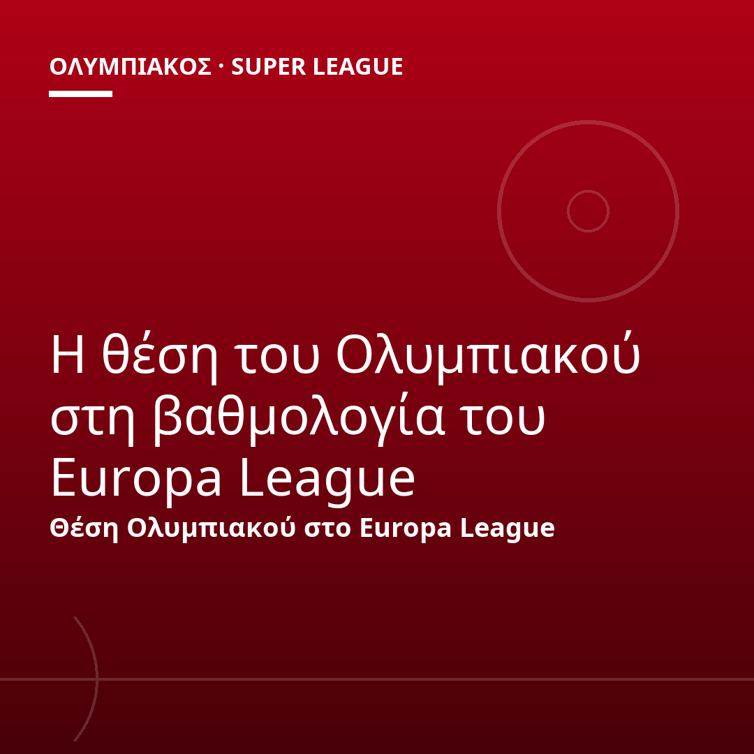 Η θέση του Ολυμπιακού στη βαθμολογία του Europa League