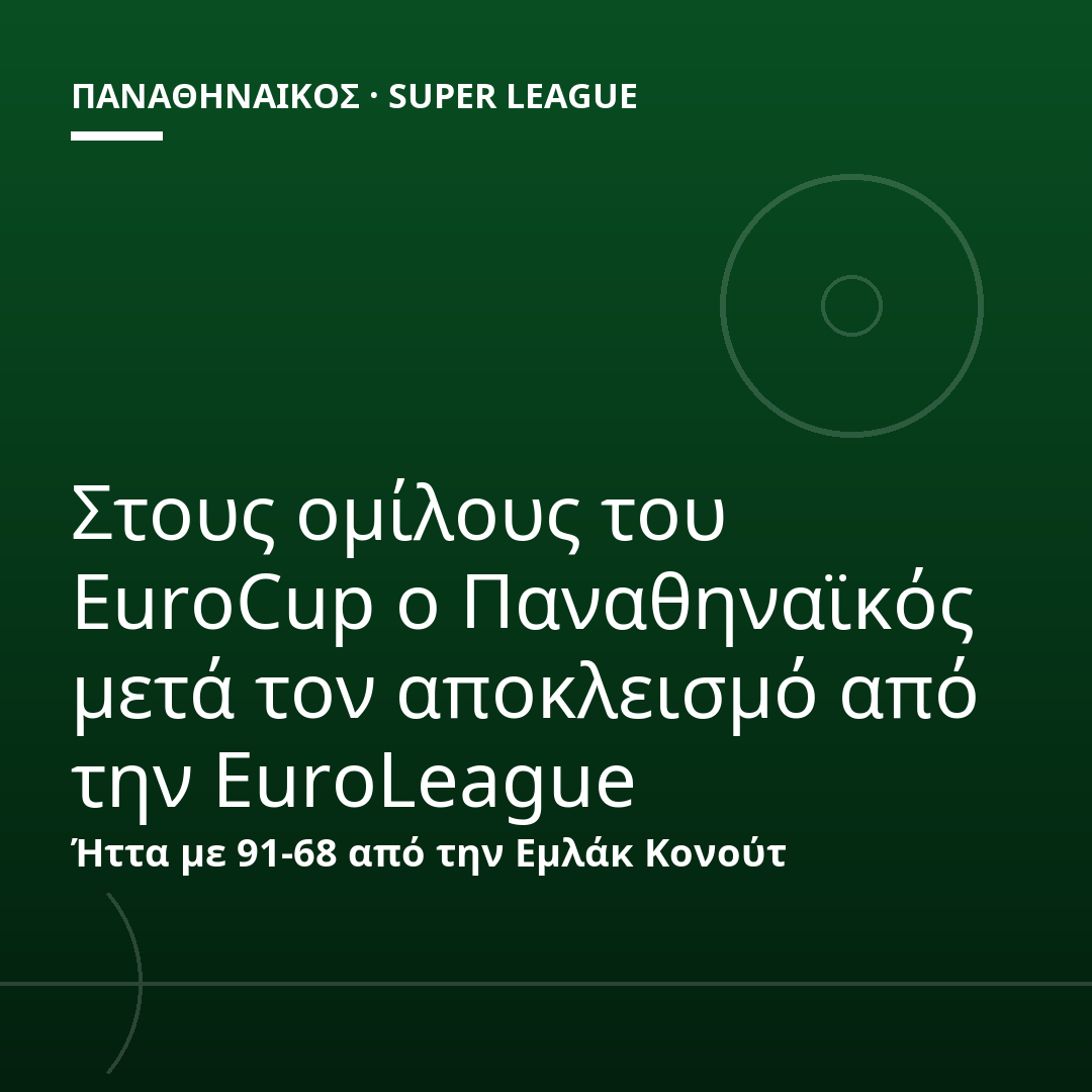 Στους ομίλους του EuroCup ο Παναθηναϊκός μετά τον αποκλεισμό από την EuroLeague